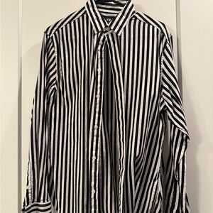 Black and White Striped Men's Shirt